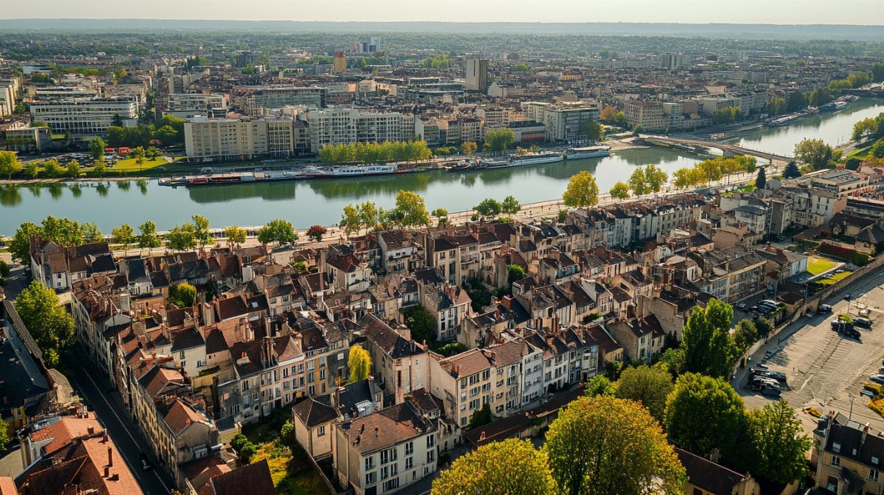 ¿Cuáles son los barrios a evitar en Chalon-sur-Saône para un proyecto inmobiliario según la proximidad a servicios esenciales?